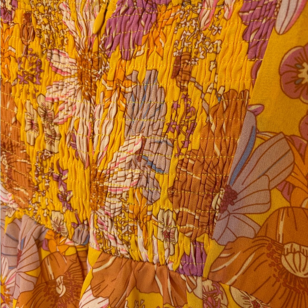 Hello Molly Orange Floral Maxi Dress Tie Strap Boho Vacation Resort NWT Large - Picture 9 of 9